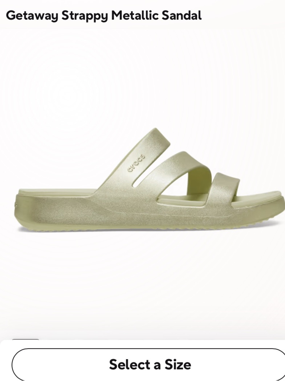 Crocs Size 9 Womens Getaway Metallic Strappy Sandals Silver Comfort Lightweight